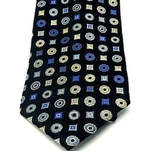 ORO MASSIMO ITALY Mens Necktie Black Blue Yellow